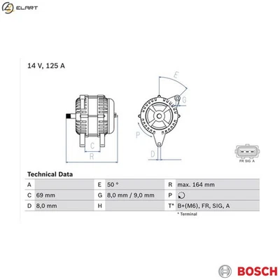 ALTERNATOR 0 986 049 181 FOR FORD EYPC/EYPA/EYPD/EYPB 1.8L RWPA/RWPB/RWPD 1.8L - Image 1 of 4
