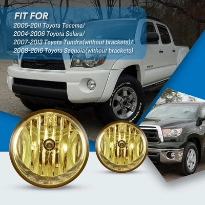 Pair Yellow Lens Fog Lights For 2007-2013 Toyota Tundra /2005-2011 Tacoma - Imagem 1 de 4