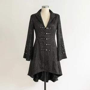 Hearts & Roses Steampunk Gothic Jacket Womens XXL Black Floral Stud Corset Back - Picture 1 of 9
