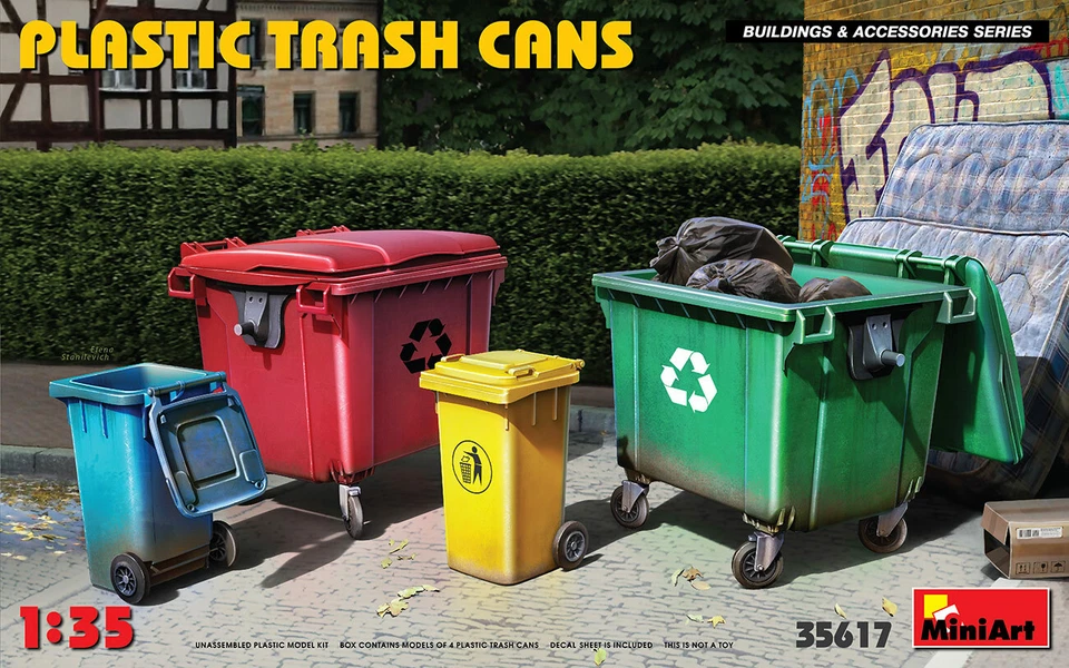 MINIART 1:35 KIT - PLASTIC TRASH CANS BIDONI DI PLASTICA DELLA SPAZZATURA 35617 - Immagine 1 di 1