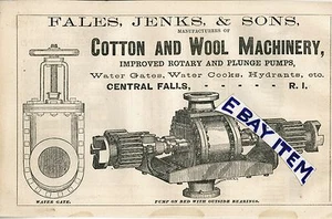 1873 ANNUNCIO PUBBLICITARIO Central Falls Rhode Island FALES JENKS & SONS macchina cotone - Foto 1 di 1