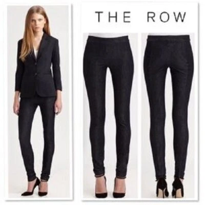 THE ROW Negro Elastizado Sarga Denim Leggings Leggings Jeans Pantalones M = 8 🖤 Foto 1 de 4