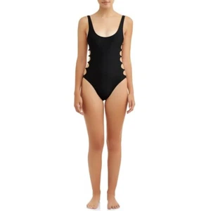 No Boundaries Juniors' Solid Beaded One Piece Swimsuit Size S black --C1-- - Picture 1 of 4
