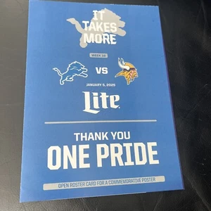 Detroit Lions Roster Poster- Week 18 Versus The Minnesota Vikings. 1/5/25.  - Picture 1 of 2