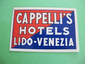 Capelli's Hotel Lido Venzia Original Luggage Baggage Label - Bild 1 von 1