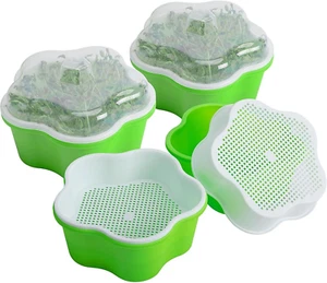 4Pcs Seed Sprouting Trays with Lid, 16CM Seed Germination Tray BPA Free Healthy - Picture 1 of 12