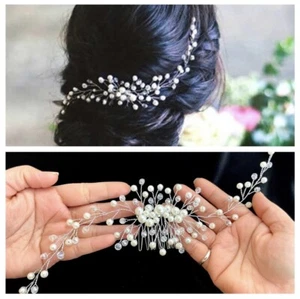 Bridal Pearl & Crystals Wedding Hair Comb Accessories - Wedding Gift - Picture 1 of 7