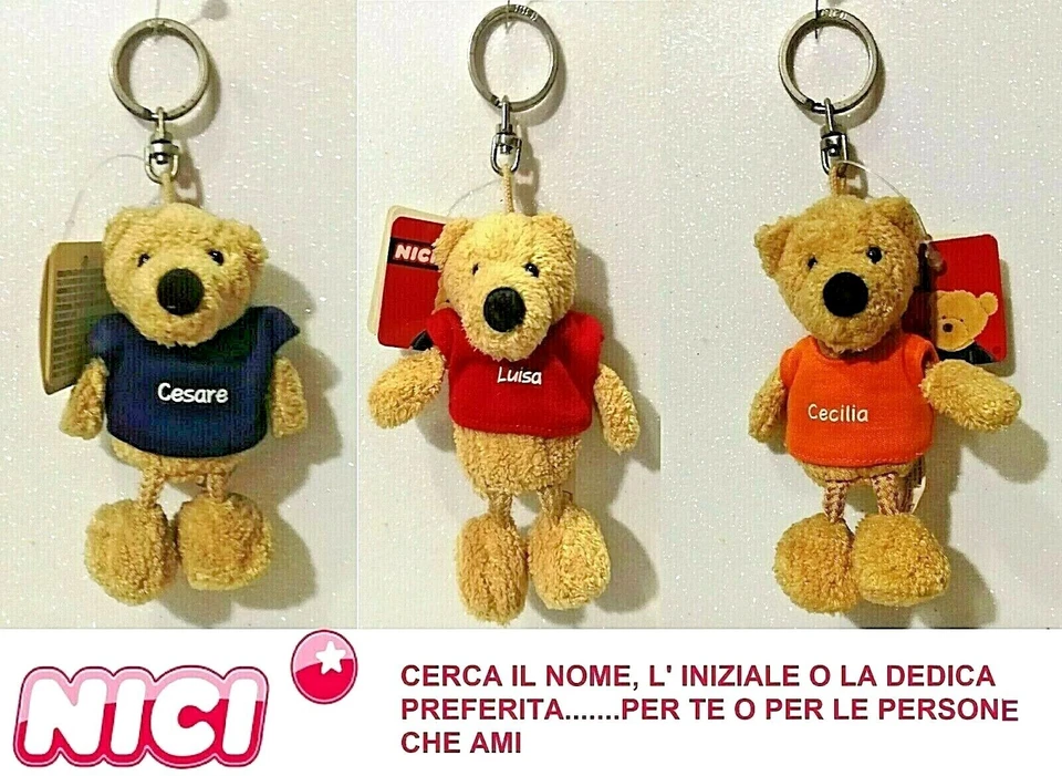 NICI ORSETTO CON NOME PORTACHIAVI PELUCHE PLUSH BEAR WITH NAME KEYCHAIN SCEGLI