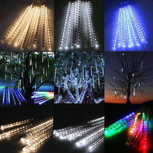 30cm/50cm LED Lights Meteor Shower Rain 8Tube Xmas Tree Outdoor Light US Plug