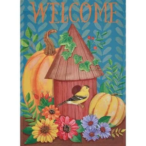 BIRDHOUSE WELCOME 28" X 40" PORCH FLAG 10-2815-136 RAIN OR SHINE FALL SEASONAL - Picture 1 of 1