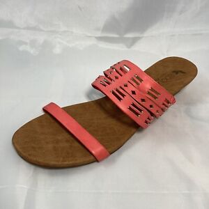 Koolaburra by UGG Coral/Orange Die Cut Cork Mini Wedge Sandals Women’s Sz 10/11