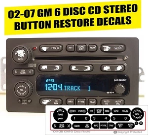 GM 6 Disc Radio Button Repair Decal Sticker Kit Dash 2002-2006 Cadillac Isuzu - Picture 1 of 2