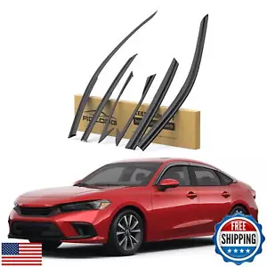 GEARMEISTER Rain Guards for Honda Civic Sedan 2022 2023 2024, Tape-on Durable - Picture 1 of 5