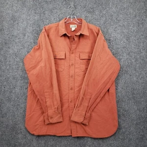 LL Bean Shirt Mens L Large Button-Up Orange Long Sleeves Camp Hiking Outdoor - Picture 1 of 12
