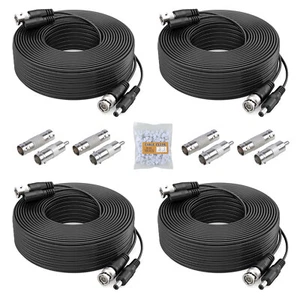 ANNKE 4 Stück 30 m 100 Fuß schwarz BNC DC Video Kabel Netzkabel für Überwachungssystem - Bild 1 von 9