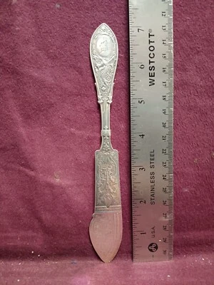 Sterling Whiting ARABESQUE BUTTER KNIFE 7 1/4" 42 grams monogram B   FANCY BLADE - Image 1 of 4