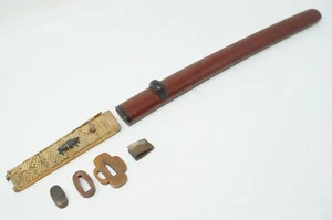 Espada Wakizashi Japonesa Piezas Tsuka Menuki Tsuba etc Original de Japón 0623F1 - Imagen 1 de 19