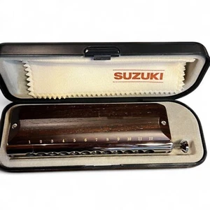 SUZUKI G-48W Gregoire Maret Wooden cover 48 W G48W-C G48 Chromatic Harmonica - Picture 1 of 24