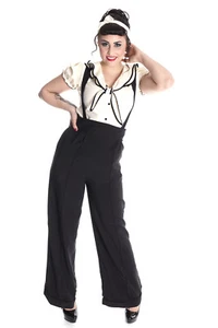 Pantalones MARLENE retro rockabilly cintura alta pantalones negros - Imagen 1 de 7