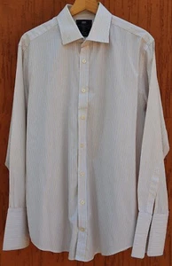 HAWES AND CURTIS - GENTS VINTAGE PINK & BLUE STRIPE ON WHITE SHIRT Size 16 - Picture 1 of 3