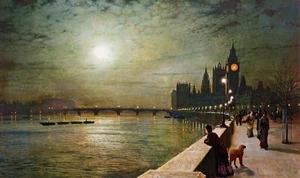 Thames Westminster, London Gemälde von John Atkinson Grimshaw Reproduktion - Bild 1 von 3