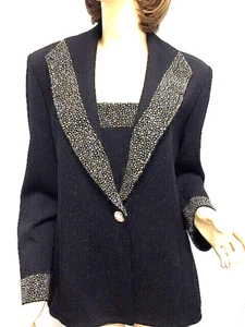 Gorgeous Classic St John knit Evening Jacket Black gold PIALLETTES Dickie size 6 - Picture 1 of 4