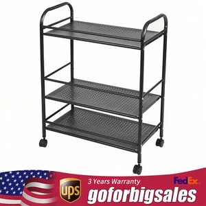 3-Tier Heavy-Duty Rolling Utility Service Cart Large Capacity Cart With Wheels - Picture 1 of 12