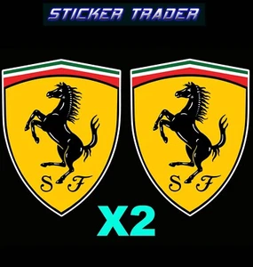 Ferrari Badge Vinyl Sticker x2 Suit Front Guard Door Race Car Trailer ToolBox - Picture 1 of 2