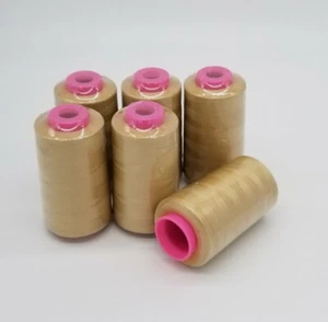 6 Big Spools LIGHT GOLD Serger Sewing Thread 6000 YDS per Cone T27 S2 Quality - Picture 1 of 8