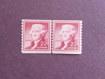 US Stamp Scott #1055 - US Line Pair coil stamps Thomas Jefferson - MNH -1954 - Image 1 of 2