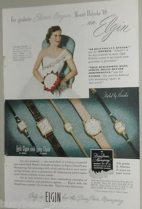 1949 Elgin Watch ad, Eleanor Morgan, Mount Holyoke grad - Picture 1 of 3