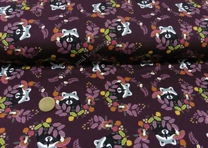 Animals in the forest Sweatstoff angeraut Hilco pflaume Kinderstoff Meterware 25 - Bild 1 von 1