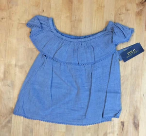 $40 Ralph Lauren Little Girls and Girls Chambray Top, Blue,  6 - Picture 1 of 1