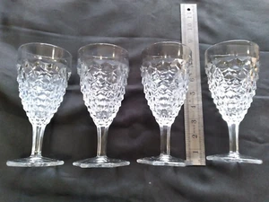 4 American Fostoria Cubist Cube Clear Stemmed 7 inch Goblets Water Glass or wine - Picture 1 of 2