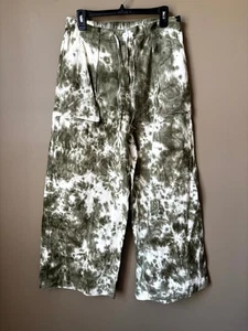 Earthbound Pants L Tie-Dye Denim Elastic Waistband Wide Leg Pull On - Picture 1 of 8
