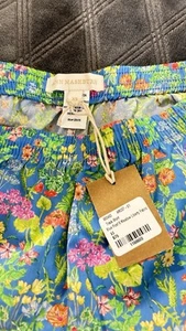 Ann Mashburn Gr. XS Popeline Track Shorts Blumenmuster blau 100% Baumwolle Pullon CJ - Bild 1 von 5