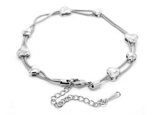 Pulsera cadena serpiente oro blanco sobre acero con dijes corazón y joyero - Imagen 1 de 6