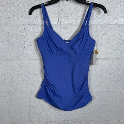  Anne Cole Women's Ruched Underwire Tankini Top Periwinkle 32DD/34D $74 - Image 1 of 4