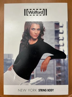 Nuevo WOLFORD Moca NEW YORK STRING Manga Larga Joya Cuello Algodón Terciopelo Body M Foto 1 de 3