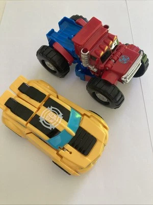 TRANSFORMERS PLAYSKOOL RESCUE BOTS OPTIMUS PRIME 2014 & BUMBLEBEE 2011, See Pics - Image 1 of 4