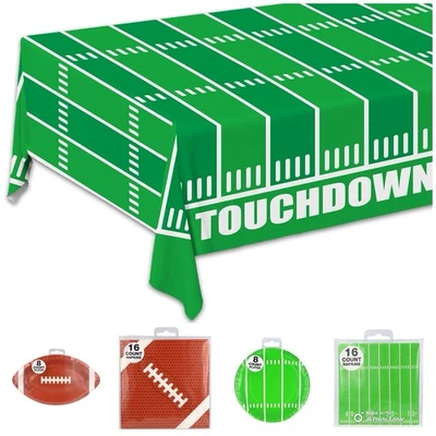 Football Party Supplies Decorations Tableware Plates Napkins & Table Cover New - Image 1 of 4