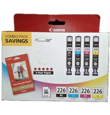 Novo Conjunto de Cartuchos de Tinta Magenta Selados Genuínos Canon 226 Preto Ciano Amarelo - Imagem 1 de 4