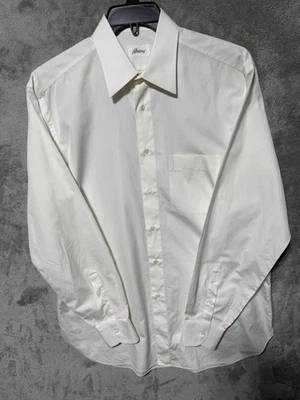 Camisa de vestir Brioni para hombre 16 crema manga larga 100 % algodón hecha en Italia Foto 1 de 4