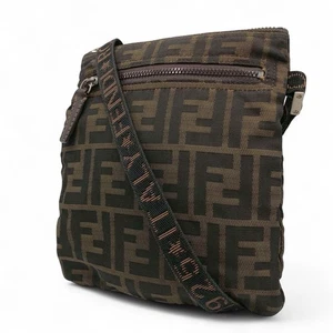 Fendi Shoulder Bag Canvas Zucca Pattern Brown Unisex Logo 2228267735 008 Vintage - Picture 1 of 24
