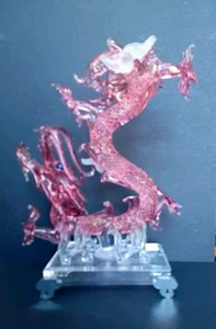 ROSA KRISTALL DRACHE SCHLANGE FIGUR AUF STÄNDER 🐍 🐲🐉 - Bild 1 von 14