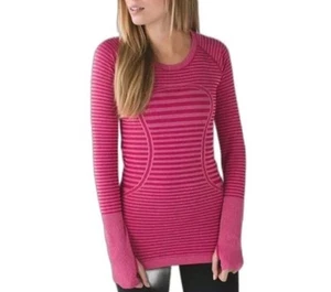 Lululemon Swiftly Tech Long Sleeve Crew in Heathered Berry Rumble size 2 - Picture 1 of 15