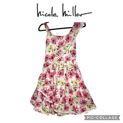 Nicole Miller Niñas Rosa Amarillo Niveles Floral Vestido de Fiesta Talla 10 Nuevo Con Etiquetas Foto 1 de 4