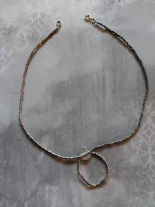 Vintage dove gray metallic glass matte bead necklace .999 fine silver Hill Tribe - Picture 1 of 5
