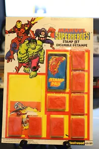 SEALED 1978 Marvel Superheroes Stamp Set Fleetwood Rack Toys Hulk Spider-man NOS - Picture 1 of 17