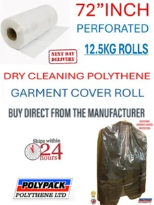 72 Zoll Tropfen, 80 g, 12,5 kg Polyethylen Kleidungsstück Abdeckung Rolle - ca. 262 Beutel, hergestellt in uk - Bild 1 von 7
